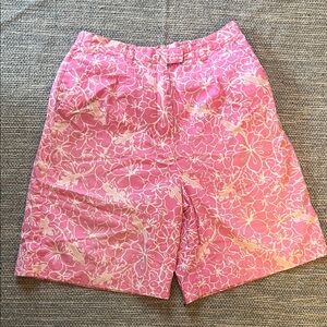 Lilly Pulitzer Vintage Pink Floral Salamander Print Women's Shorts Size 6